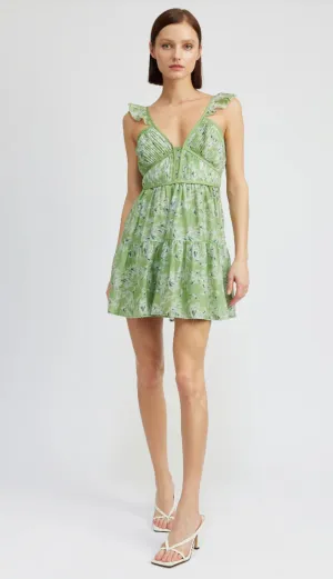 Floral Pleated Mini Dress