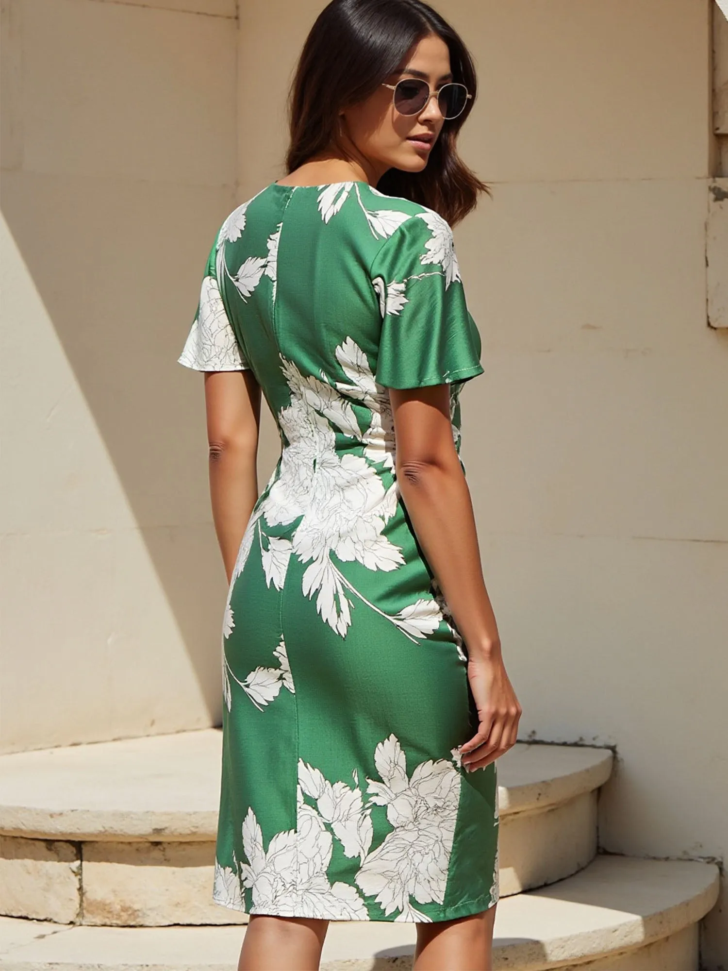 Floral Print Wrap Mini Sun Dress