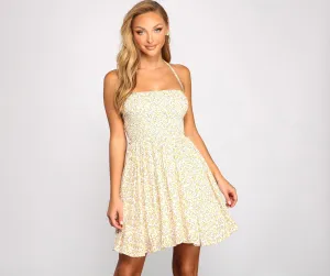 Flowy Floral Stylish Woven Halter Dress