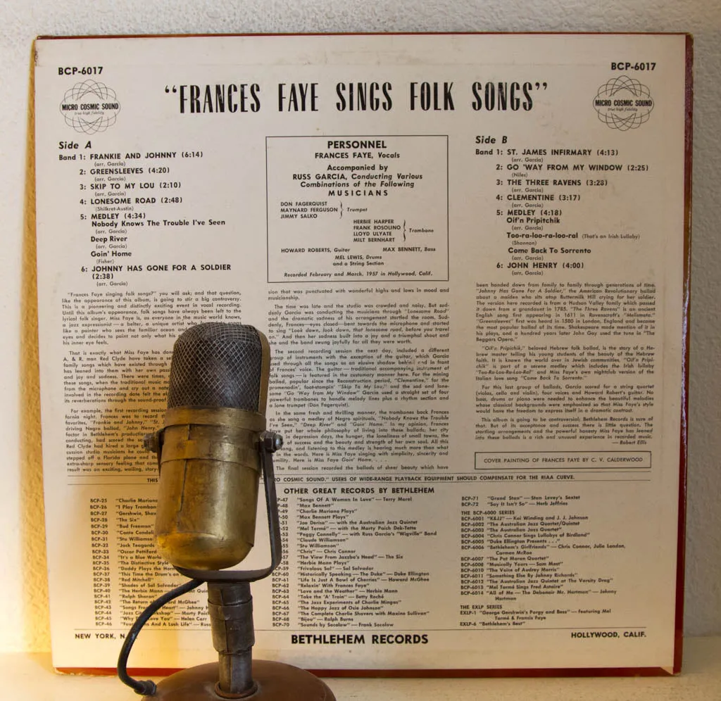Frances Faye "Sings Folk Songs" 1950's Mid-Century (1957 Bethlehem)