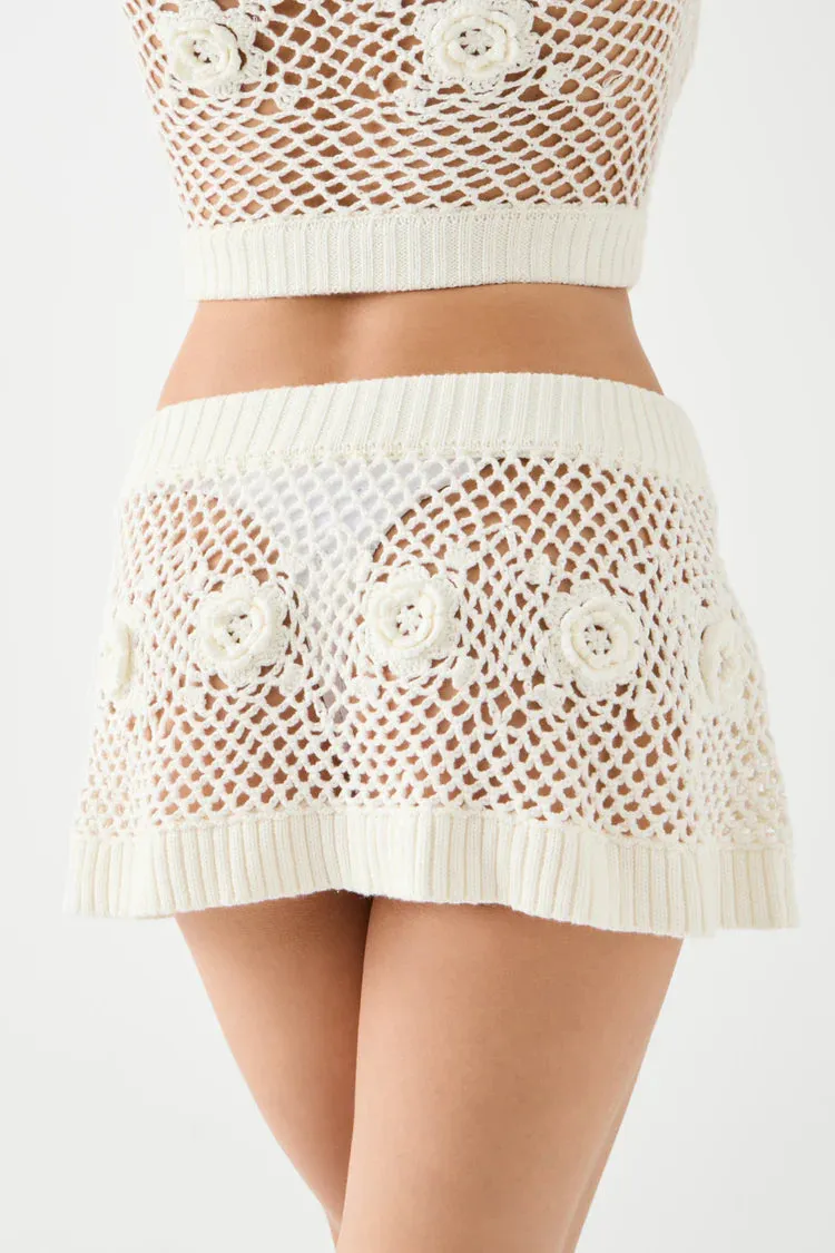 Frankies Bikinis Adaline Crochet Cropped Shirt