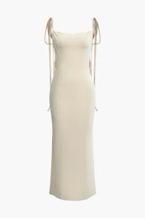 French shawl collar maxi dress with open back