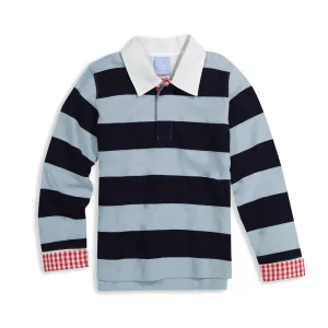 Fritz Rugby Shirt -- Moody Blue/Navy w/ Red Soft Check