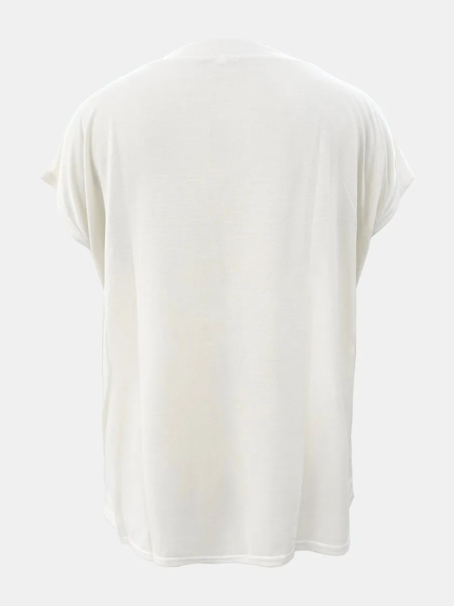 Full Size Round Neck Cap Sleeve T-Shirt