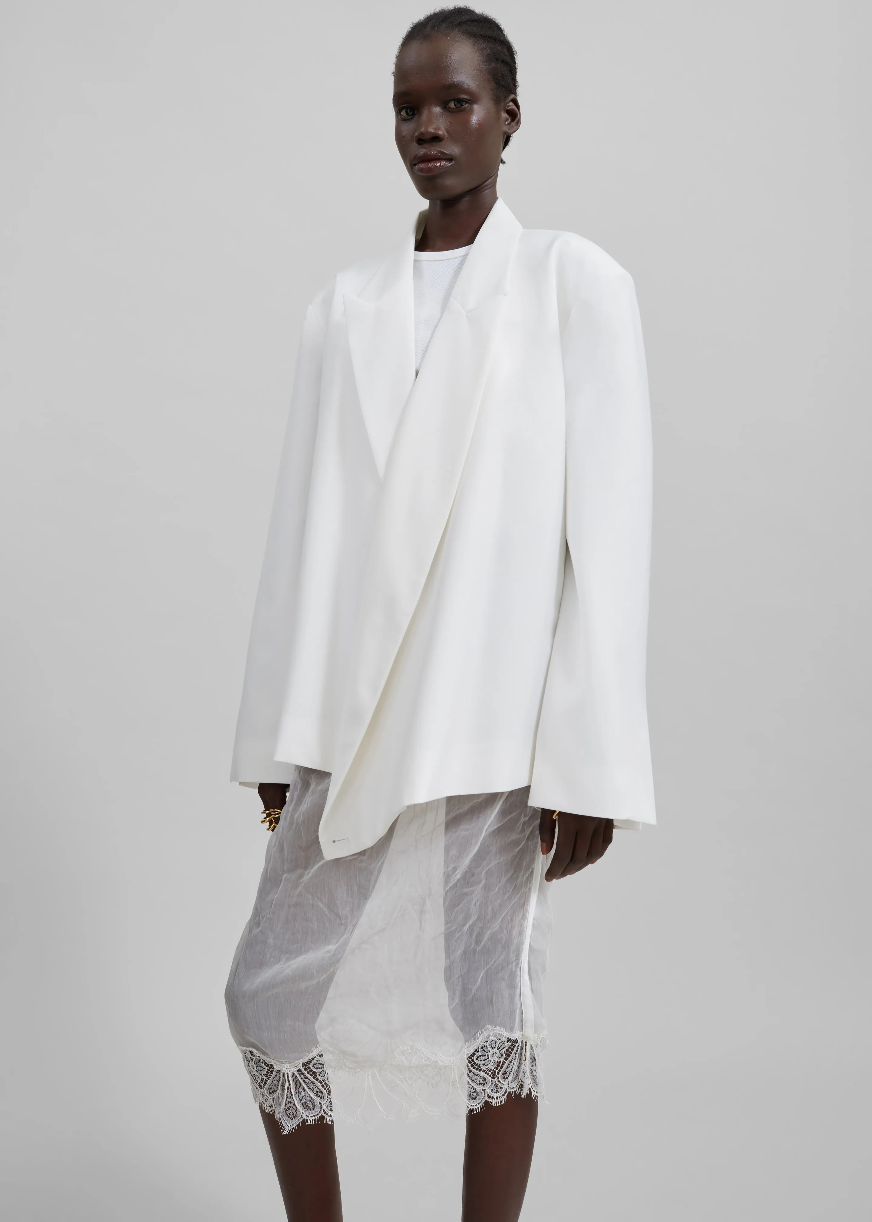 Geneva Wrap Blazer - White