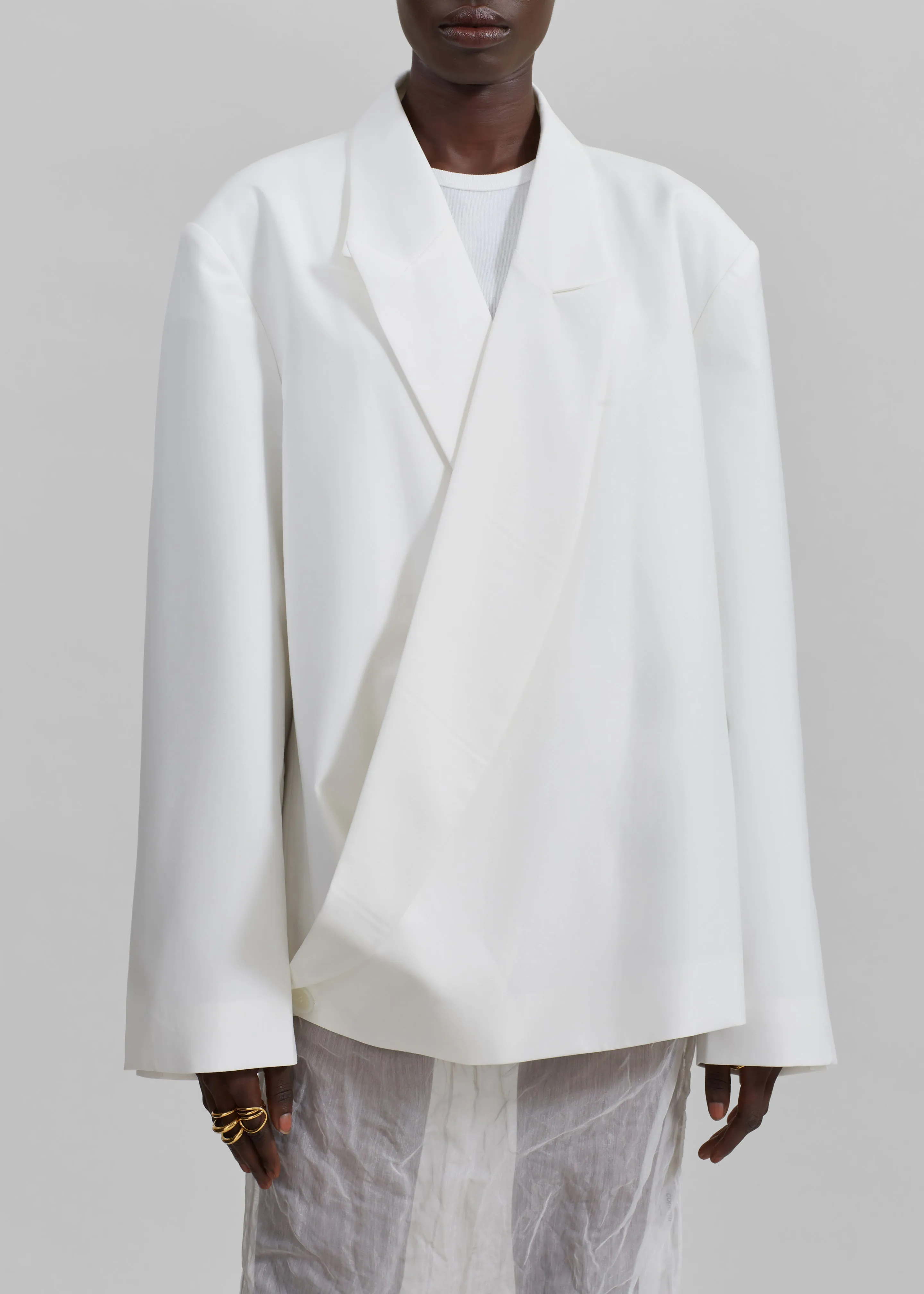 Geneva Wrap Blazer - White