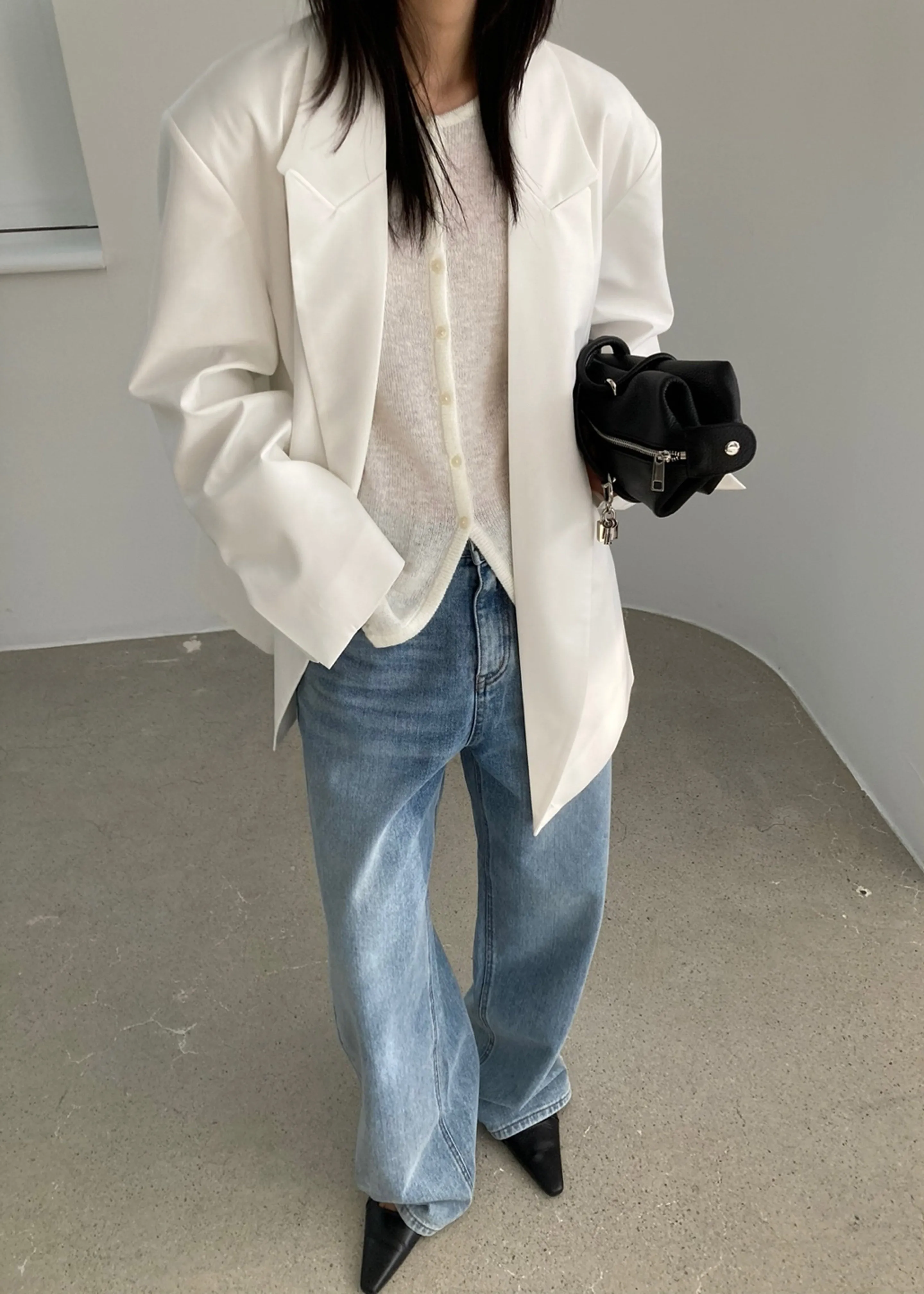 Geneva Wrap Blazer - White