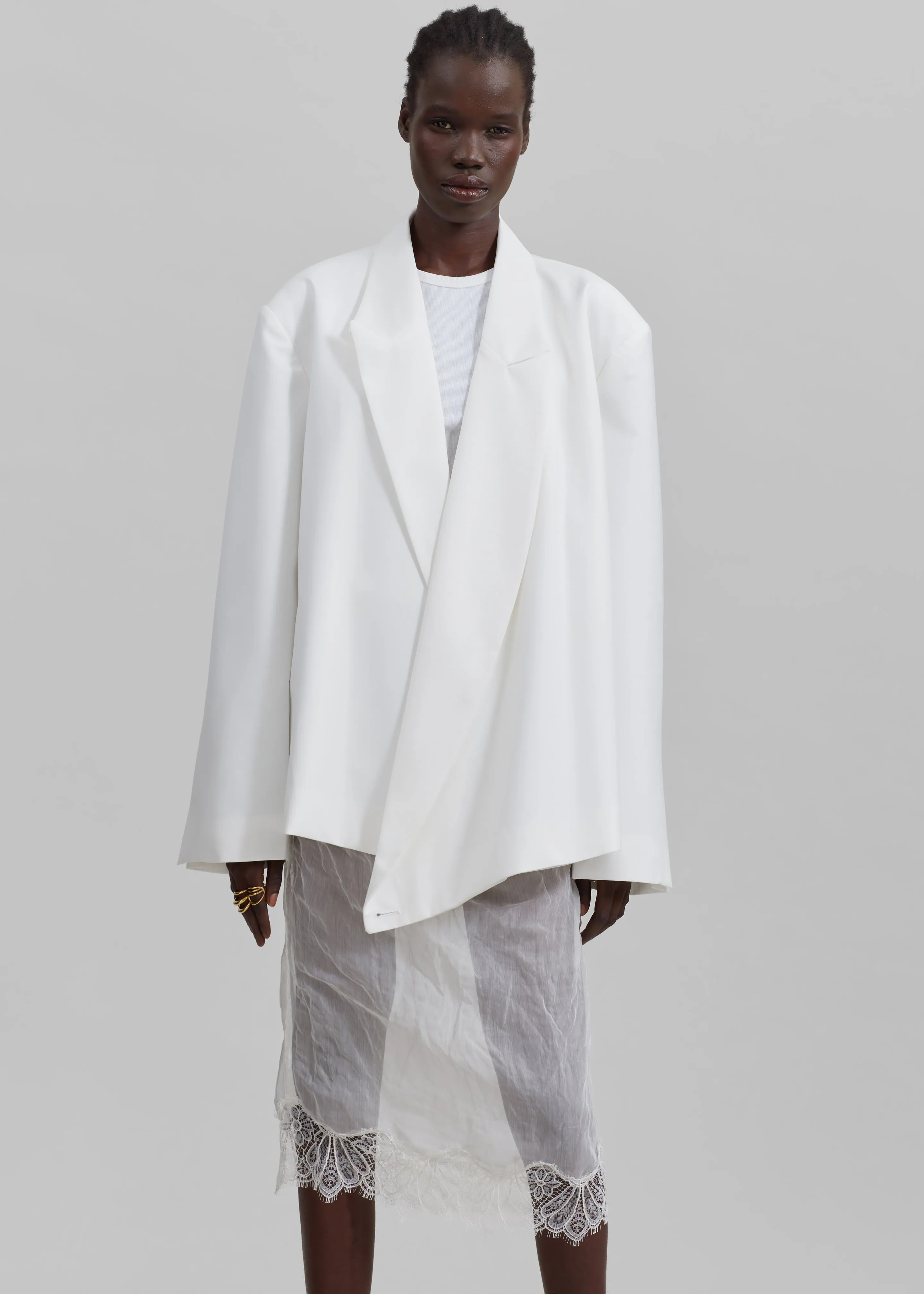 Geneva Wrap Blazer - White