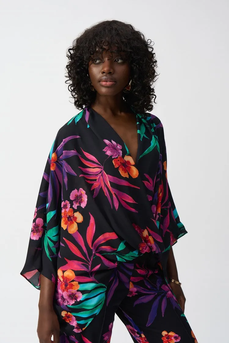 Georgette Tropical Print Boxy Top 251127
