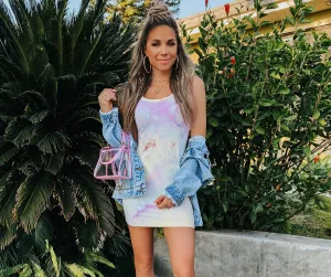 Get Groovin' Tie Dye Graceful Scoop Neck Mini Dress