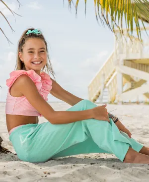 Girls Aqua Terry Knit Pants
