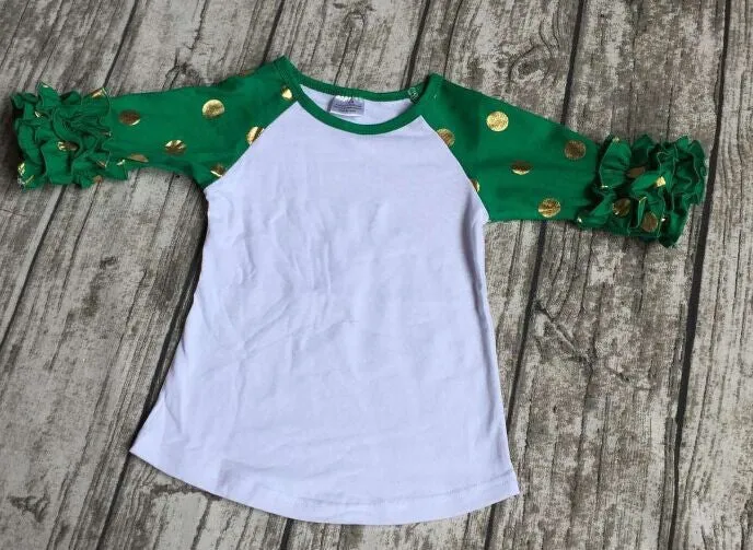girls clothes raglan tops girls casual tops 7 color gold polka dot girls Autumn top girls icing raglans t shirt