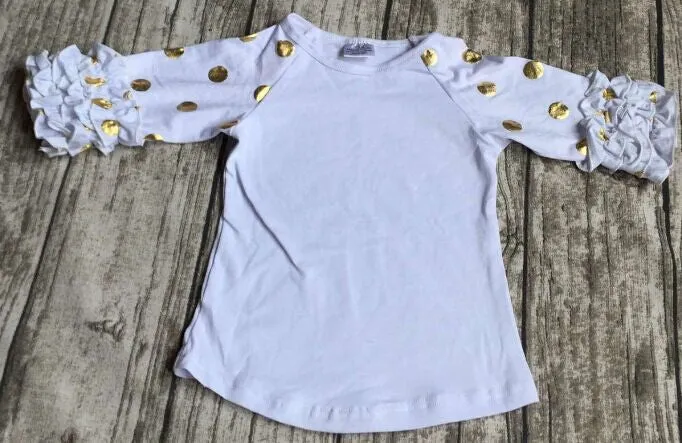 girls clothes raglan tops girls casual tops 7 color gold polka dot girls Autumn top girls icing raglans t shirt