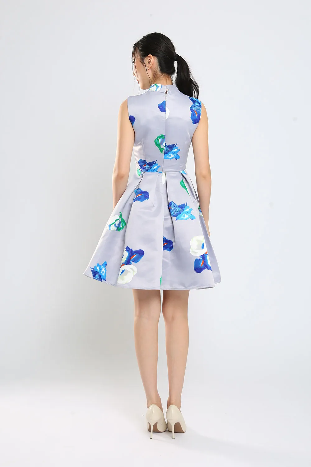 Gisele Mandarin Collar Floral Print Midi Dress Cheongsam