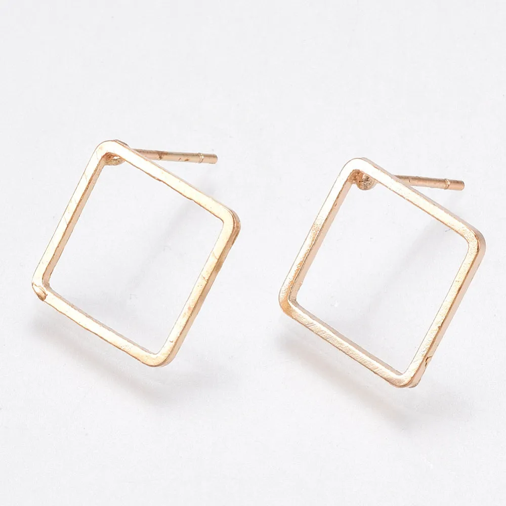 Gold plated square stud tops x 10 pieces