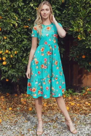 Goodbye Winter - Hello Spring Floral Short Sleeve Ruffle Dress