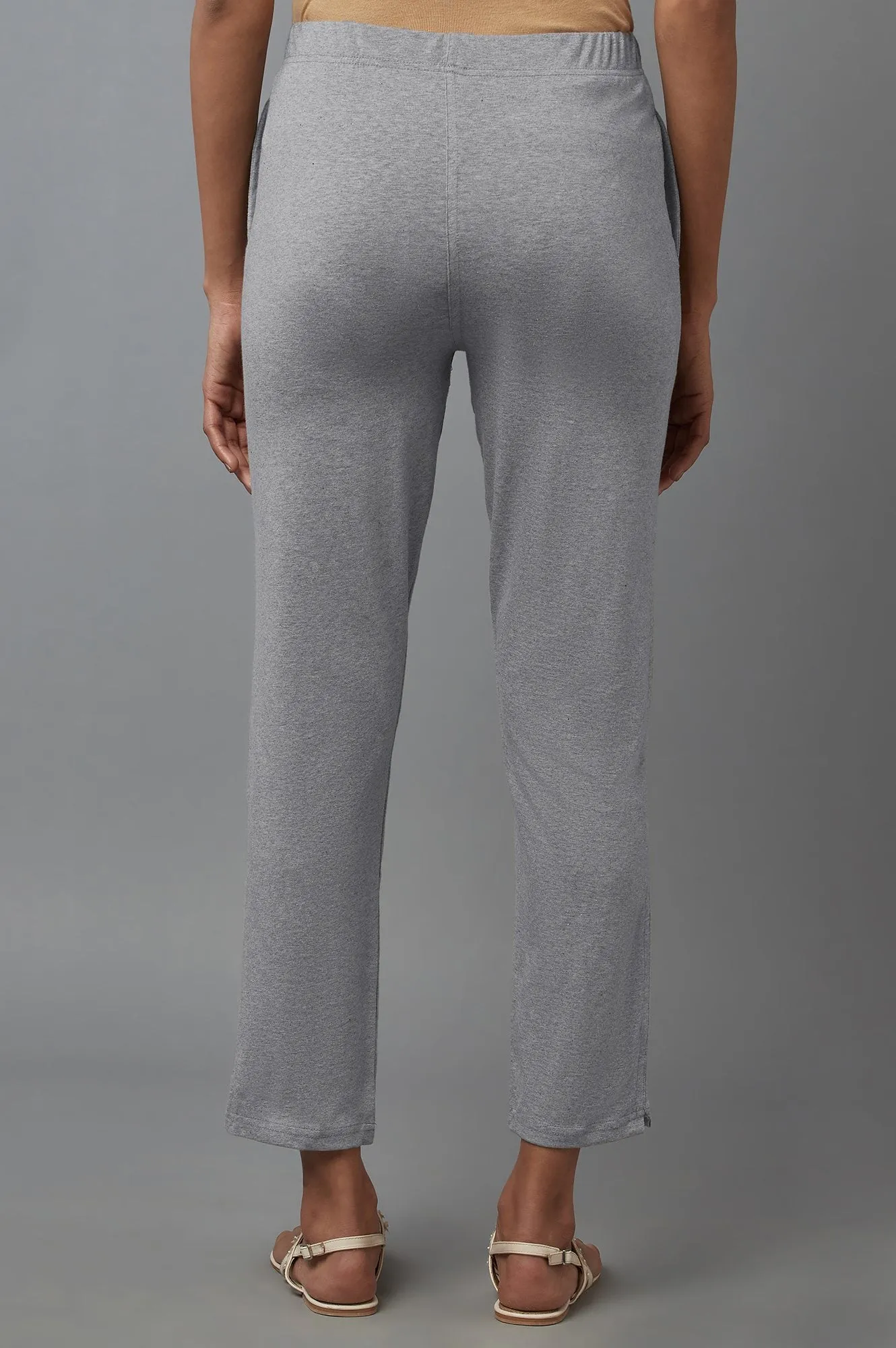 Grey Melange Jersey Pants