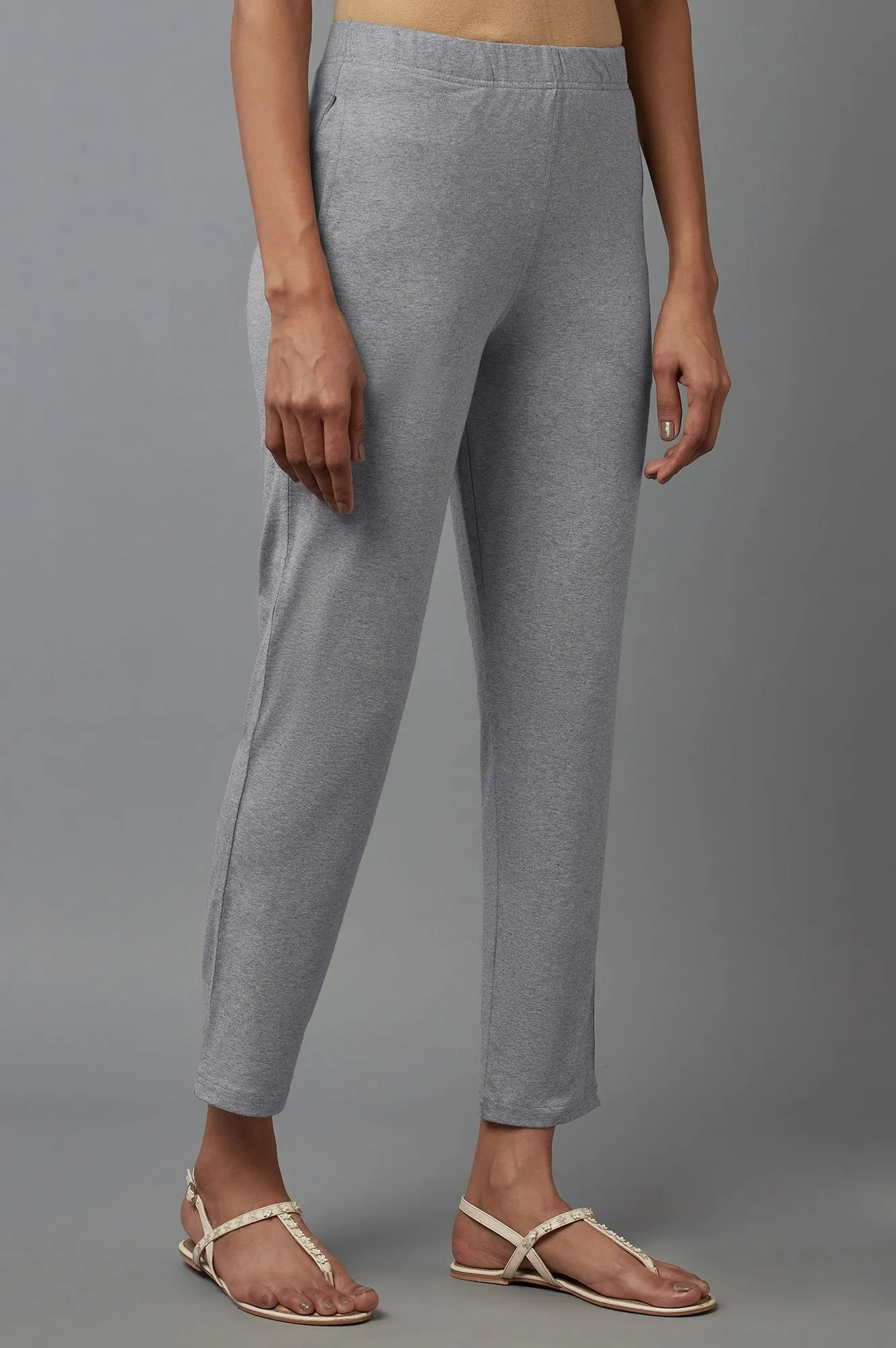Grey Melange Jersey Pants