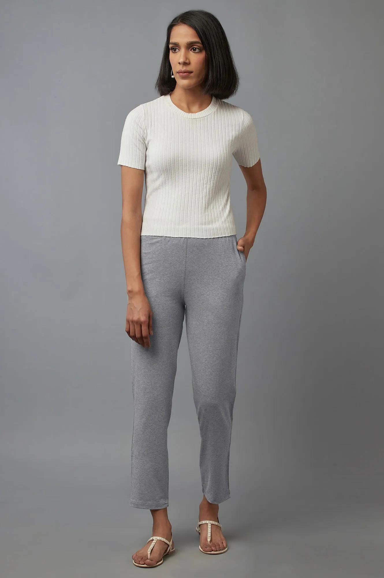 Grey Melange Jersey Pants