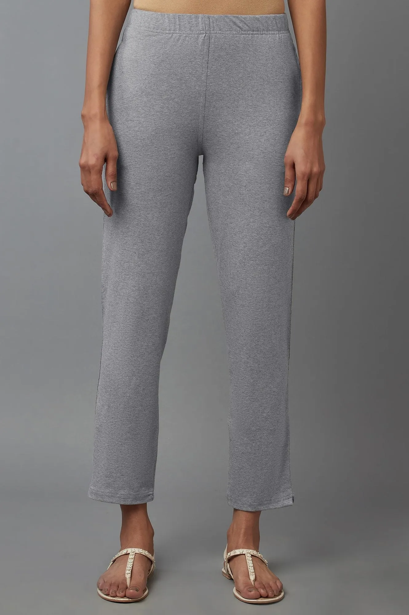 Grey Melange Jersey Pants