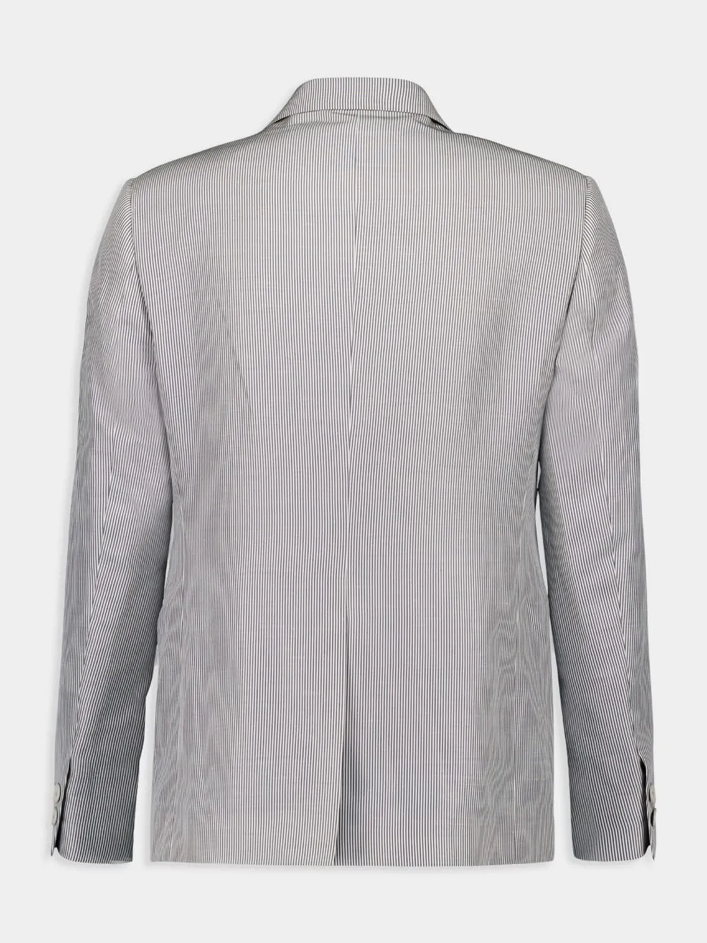 Grey Pinstripe Single-Breasted Blazer