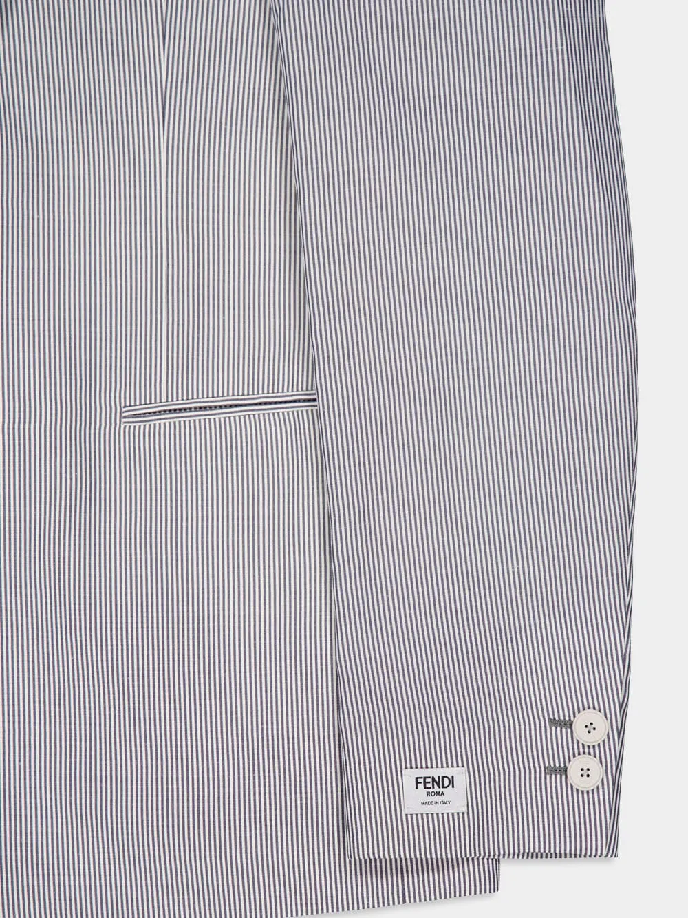 Grey Pinstripe Single-Breasted Blazer