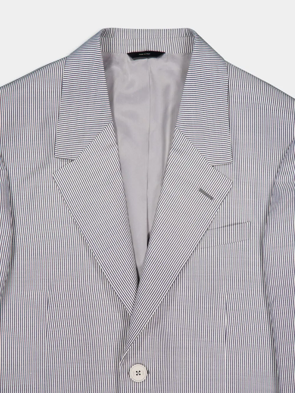Grey Pinstripe Single-Breasted Blazer