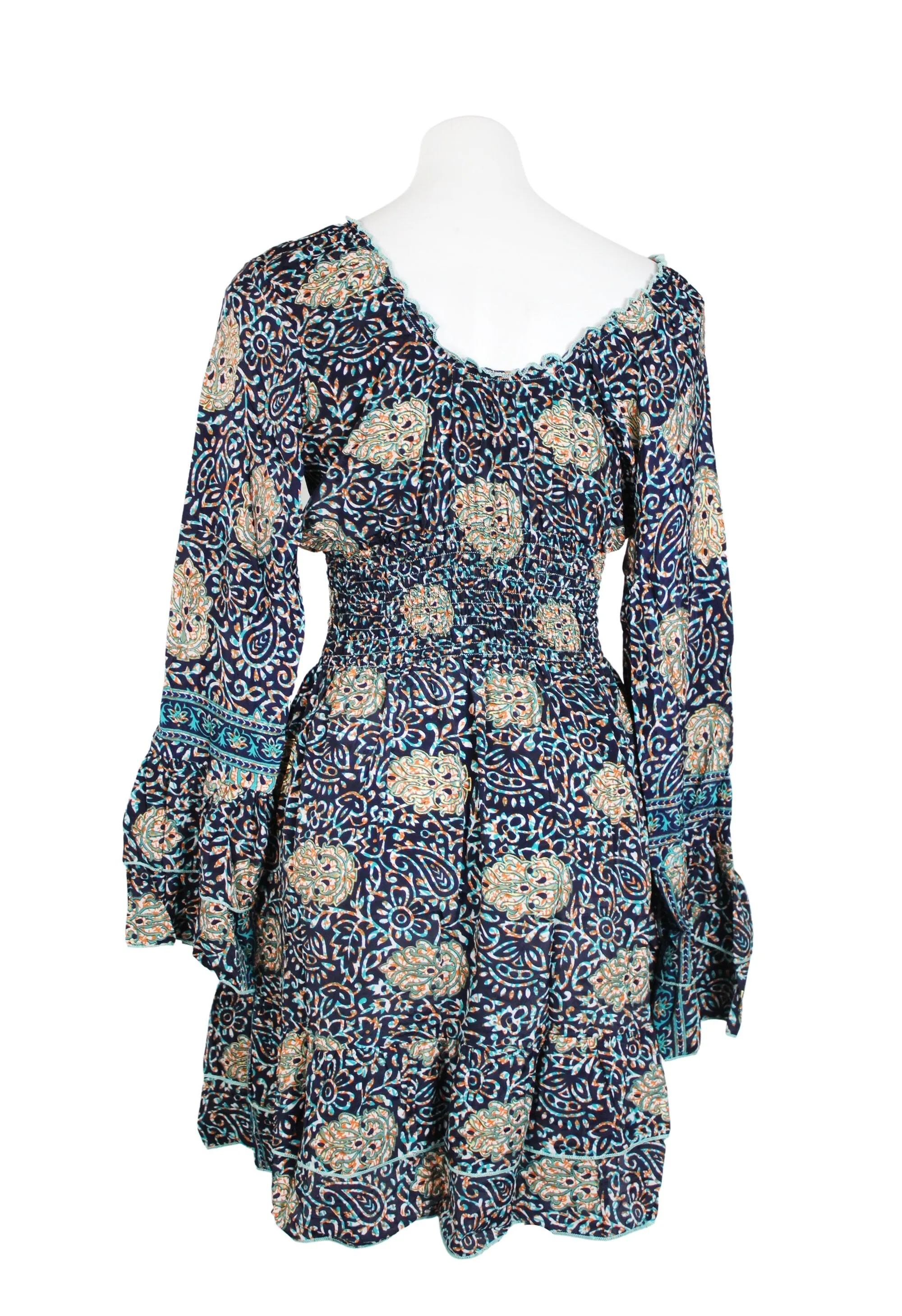 Gypsy Dress, Long Sleeve Ruffle Casual Boho Elastic Waist Mini Silk Dress, Bohemian Short ruffle dress, Skater Dress, Cute Short Dress, Mini