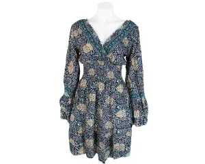 Gypsy Dress, Long Sleeve Ruffle Casual Boho Elastic Waist Mini Silk Dress, Bohemian Short ruffle dress, Skater Dress, Cute Short Dress, Mini