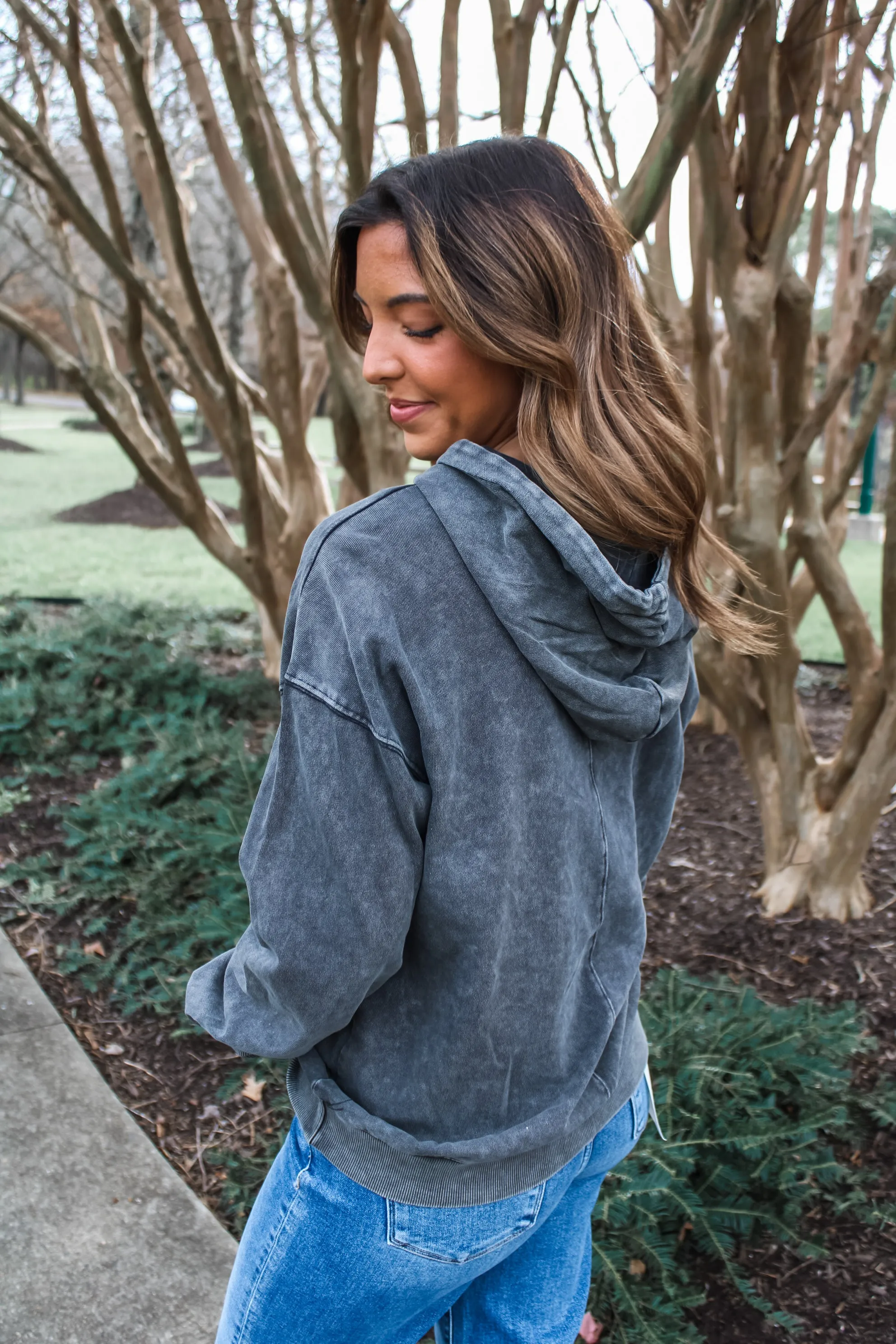 Happy Vibes Smiley Hoodie • Charcoal - FINAL SALE