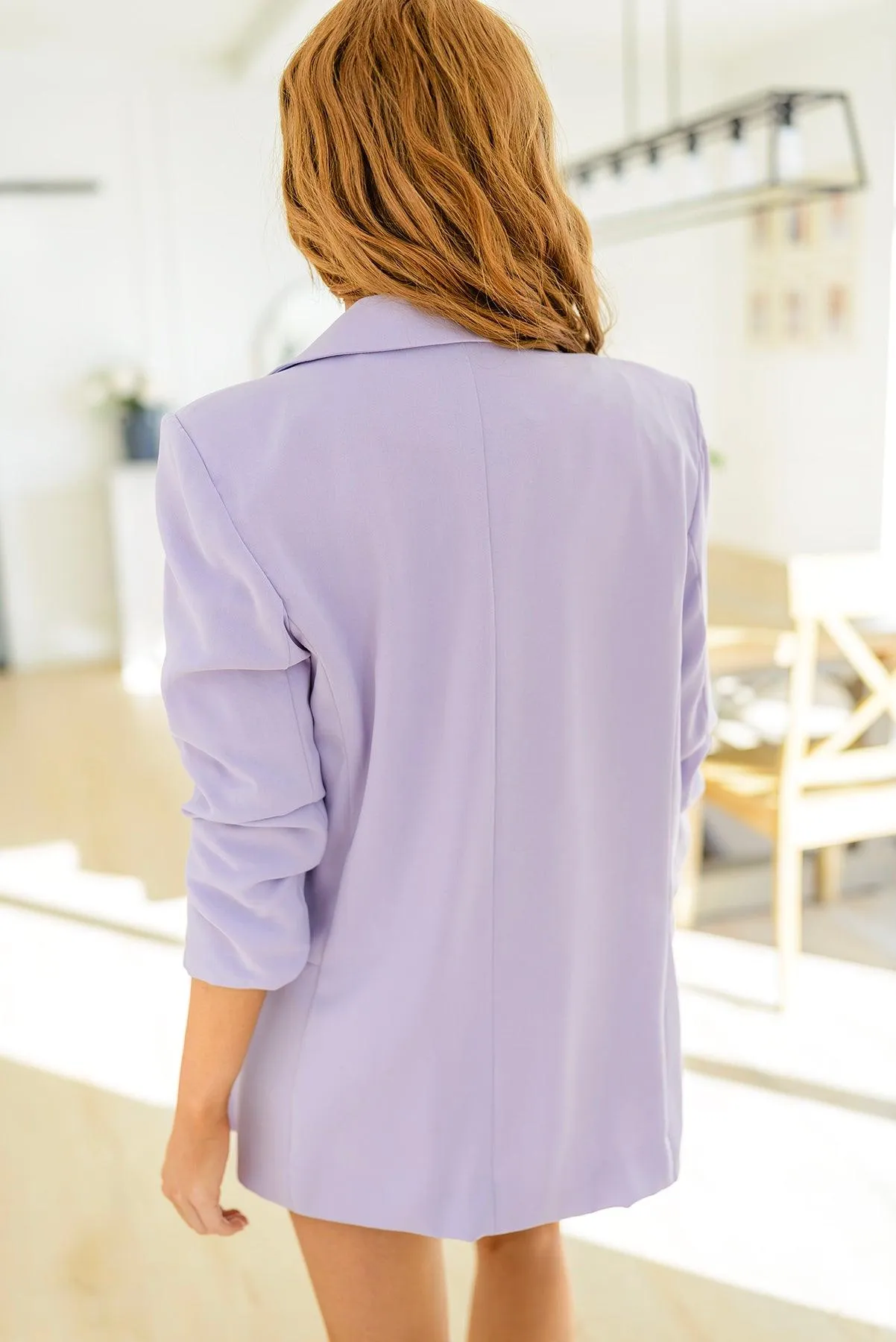 Hazel Blues® | Chic In Lavender Ruched 3/4 Sleeve Blazer