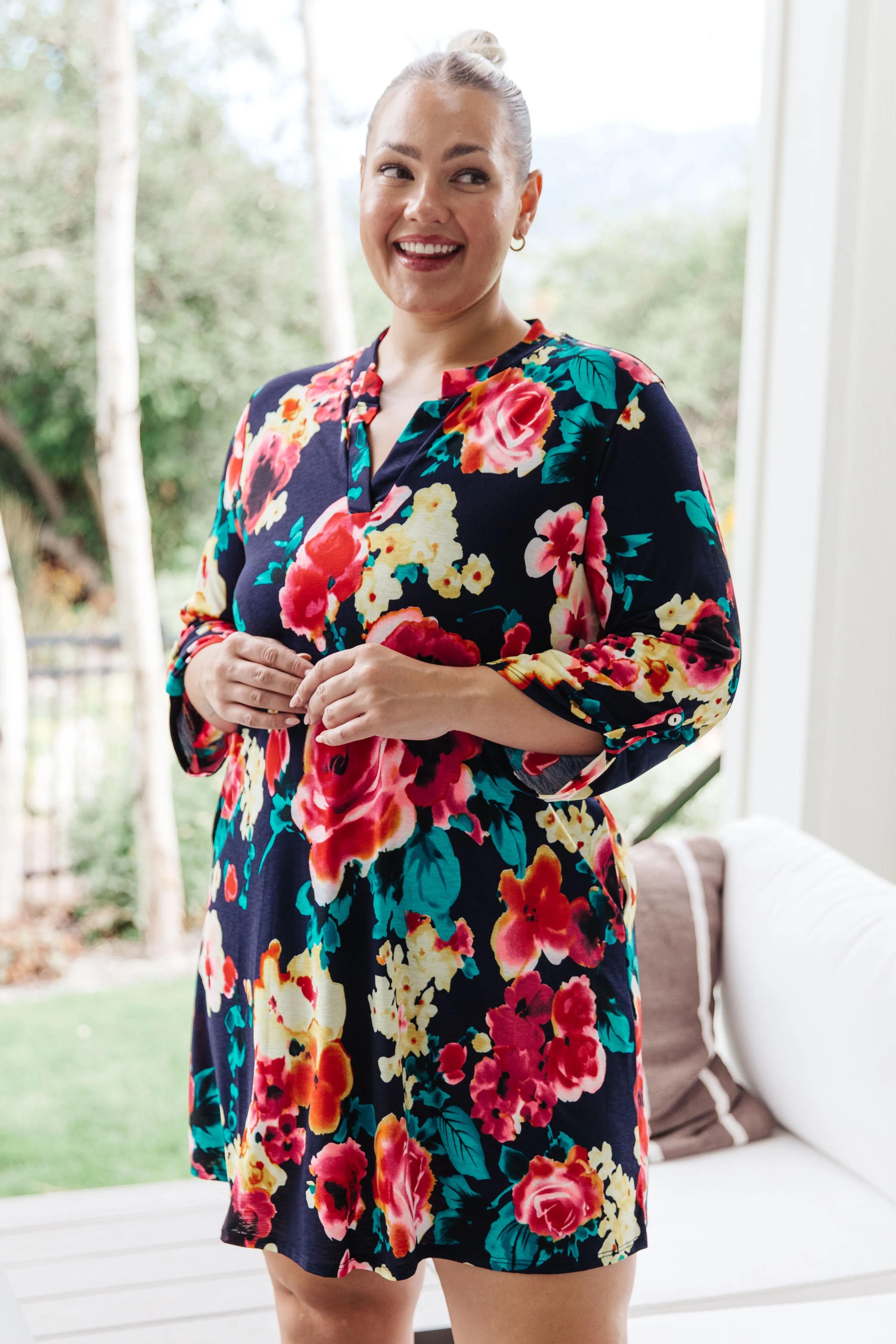 Hazel Blues® |  Moonlit Garden Floral Mini Dress