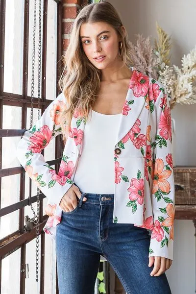 Heimish Full Size Multi Color Floral Blazers with Tunic