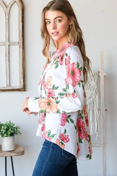 Heimish Full Size Multi Color Floral Blazers with Tunic