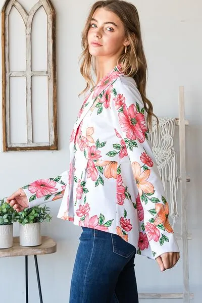 Heimish Full Size Multi Color Floral Blazers with Tunic
