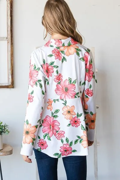 Heimish Full Size Multi Color Floral Blazers with Tunic