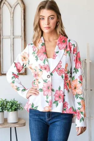 Heimish Full Size Multi Color Floral Blazers with Tunic