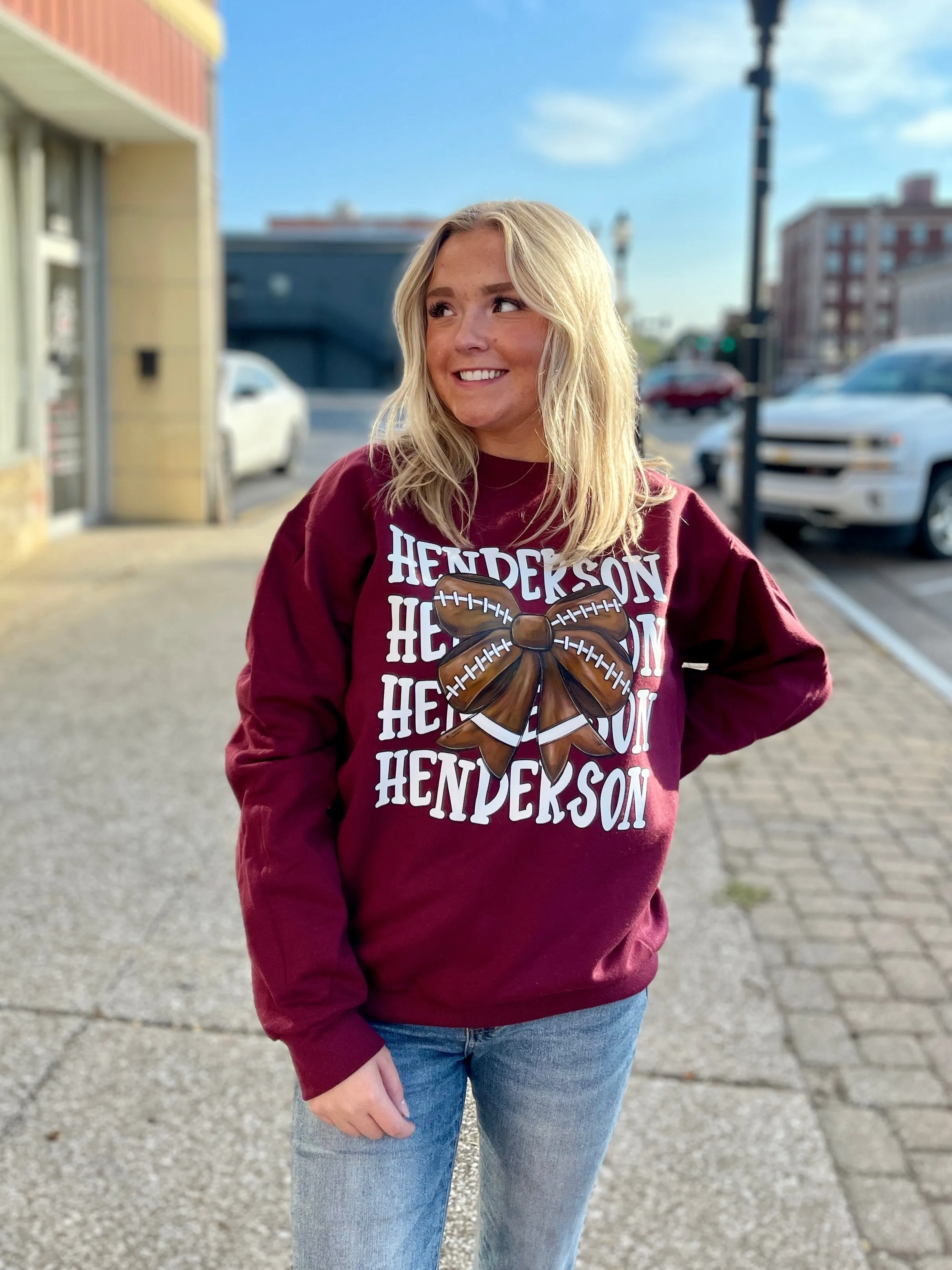 Henderson County Football Bow Soft Unisex Sweatshirt