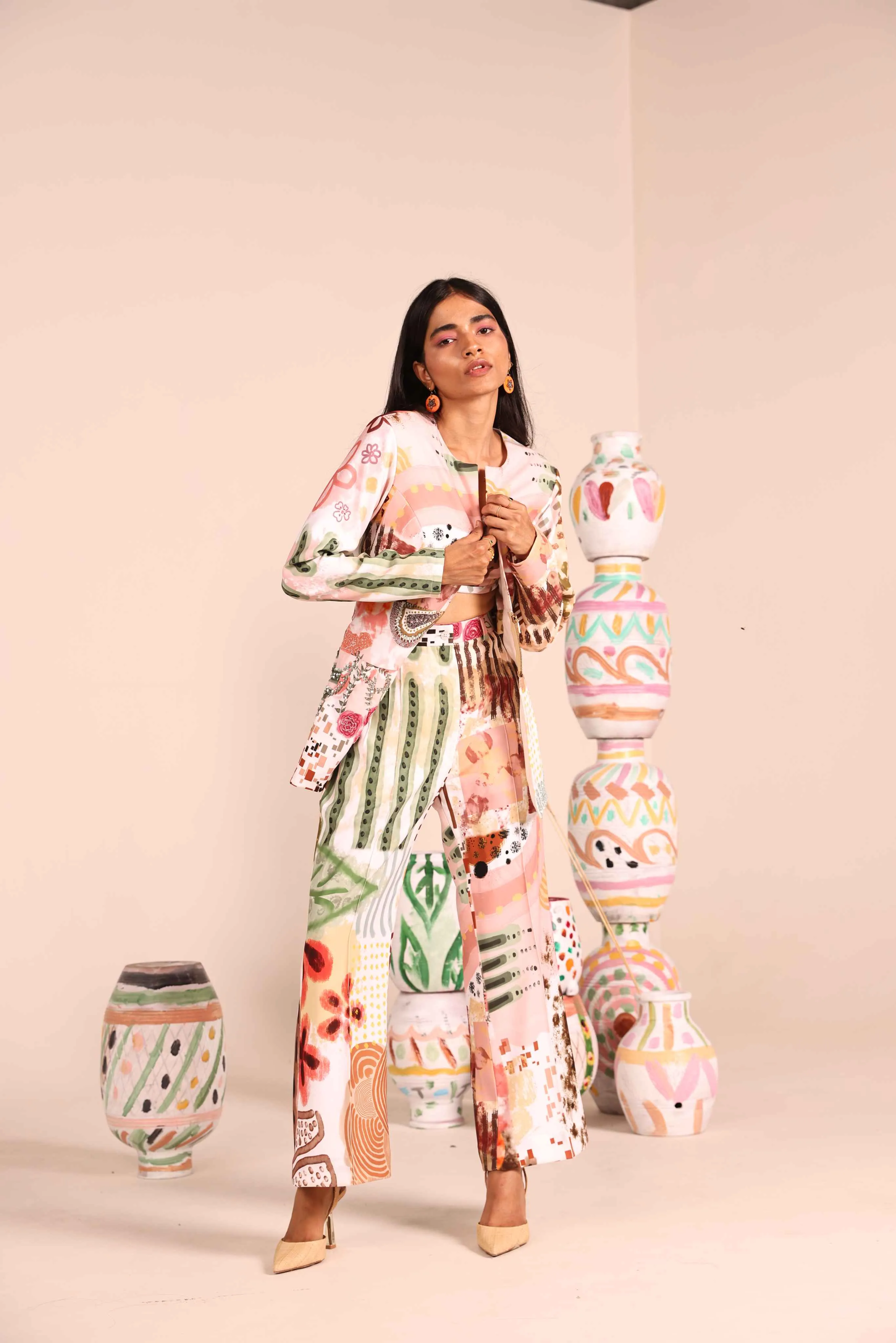 Hibiscus Hues Neoprene Blazer Set