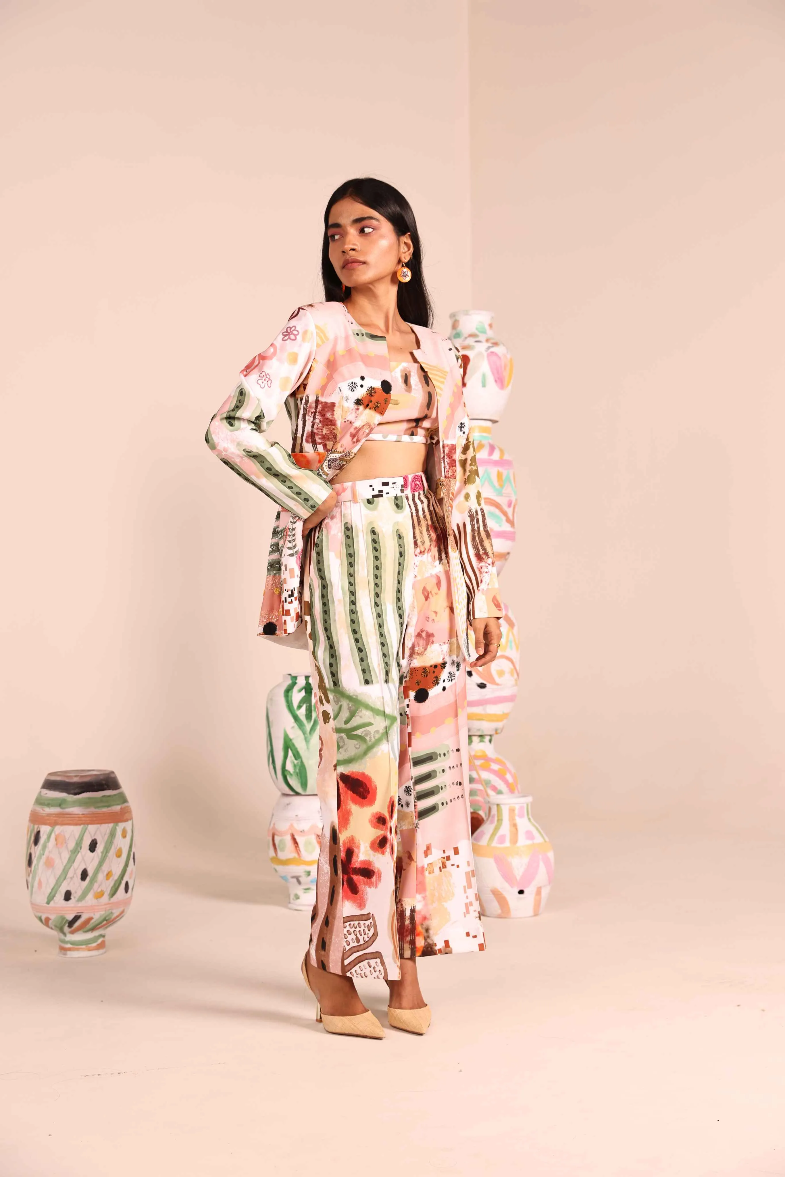 Hibiscus Hues Neoprene Blazer Set