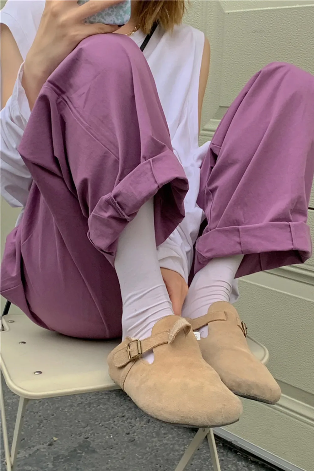 High Elastic Waist Wide Leg Loose Pants
