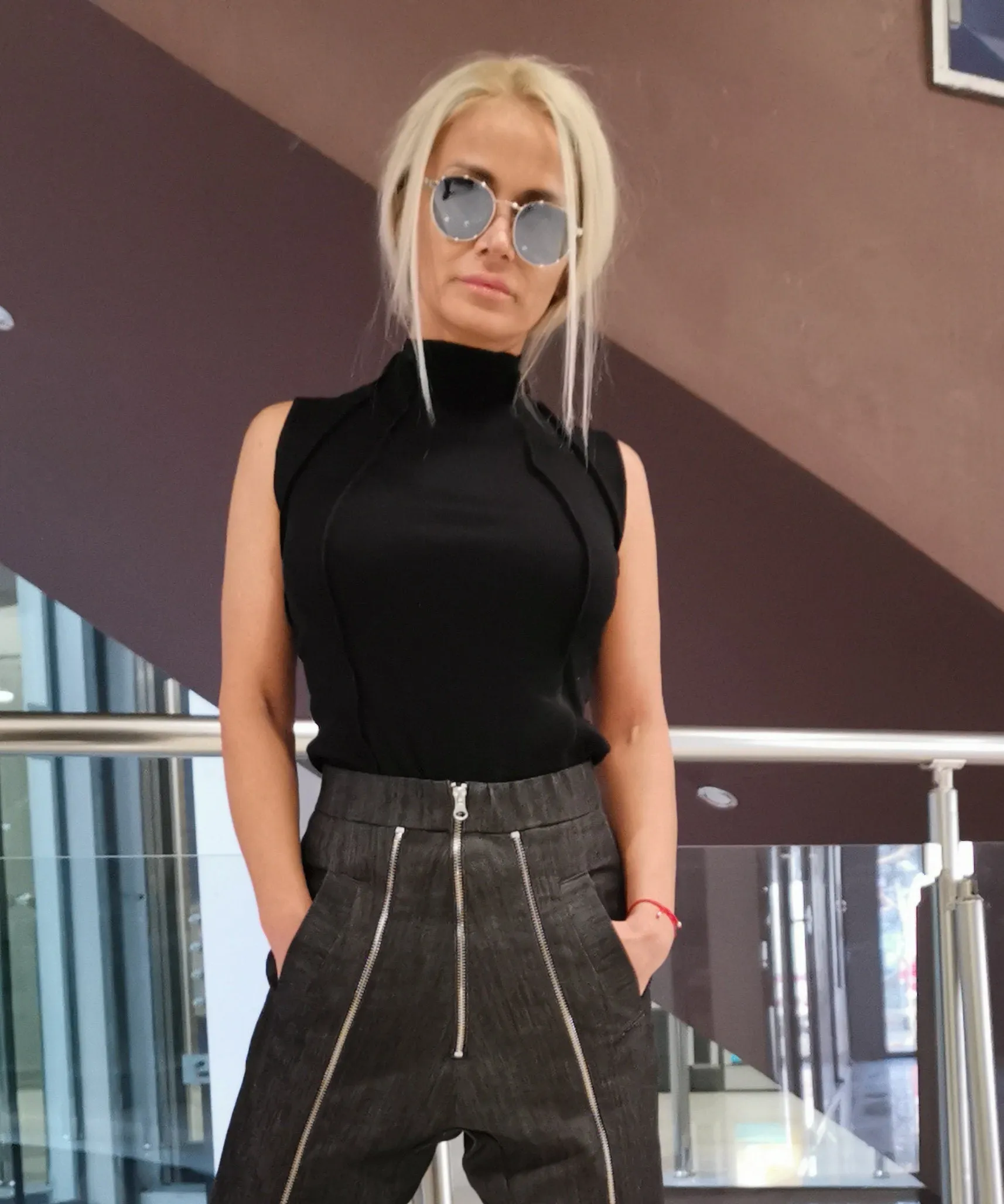 High Waist Trousers, Harem Pants with Zippers, Loose Fit Pants, Jeans Baggy Pants, Drop Crotch Pants, Extravagant Trousers