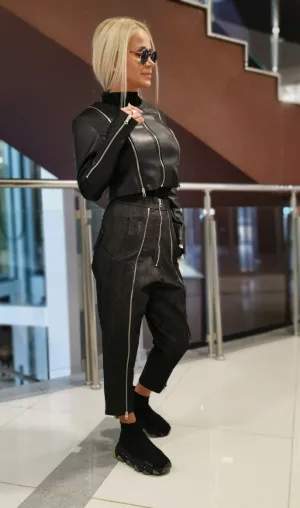 High Waist Trousers, Harem Pants with Zippers, Loose Fit Pants, Jeans Baggy Pants, Drop Crotch Pants, Extravagant Trousers