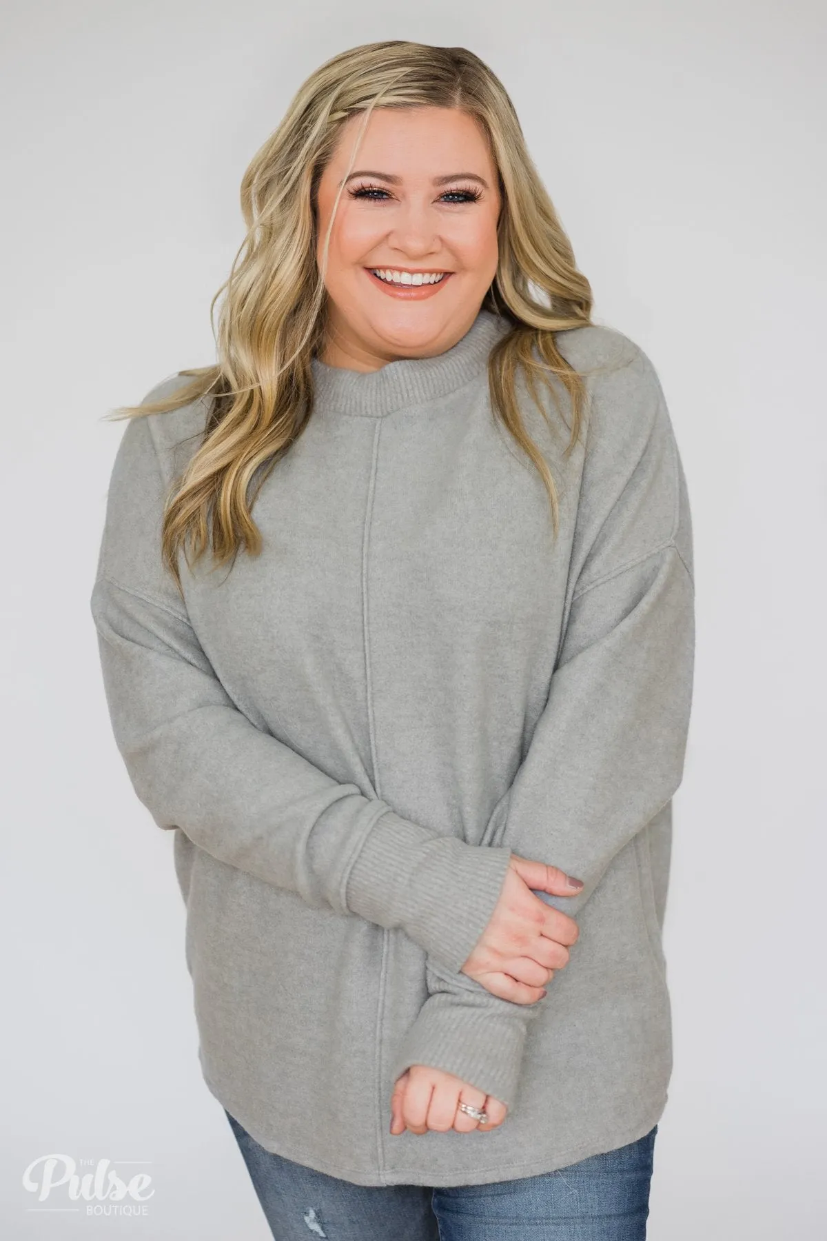 In Awe Pullover Sweater- Heather Grey