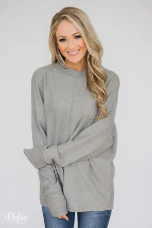 In Awe Pullover Sweater- Heather Grey