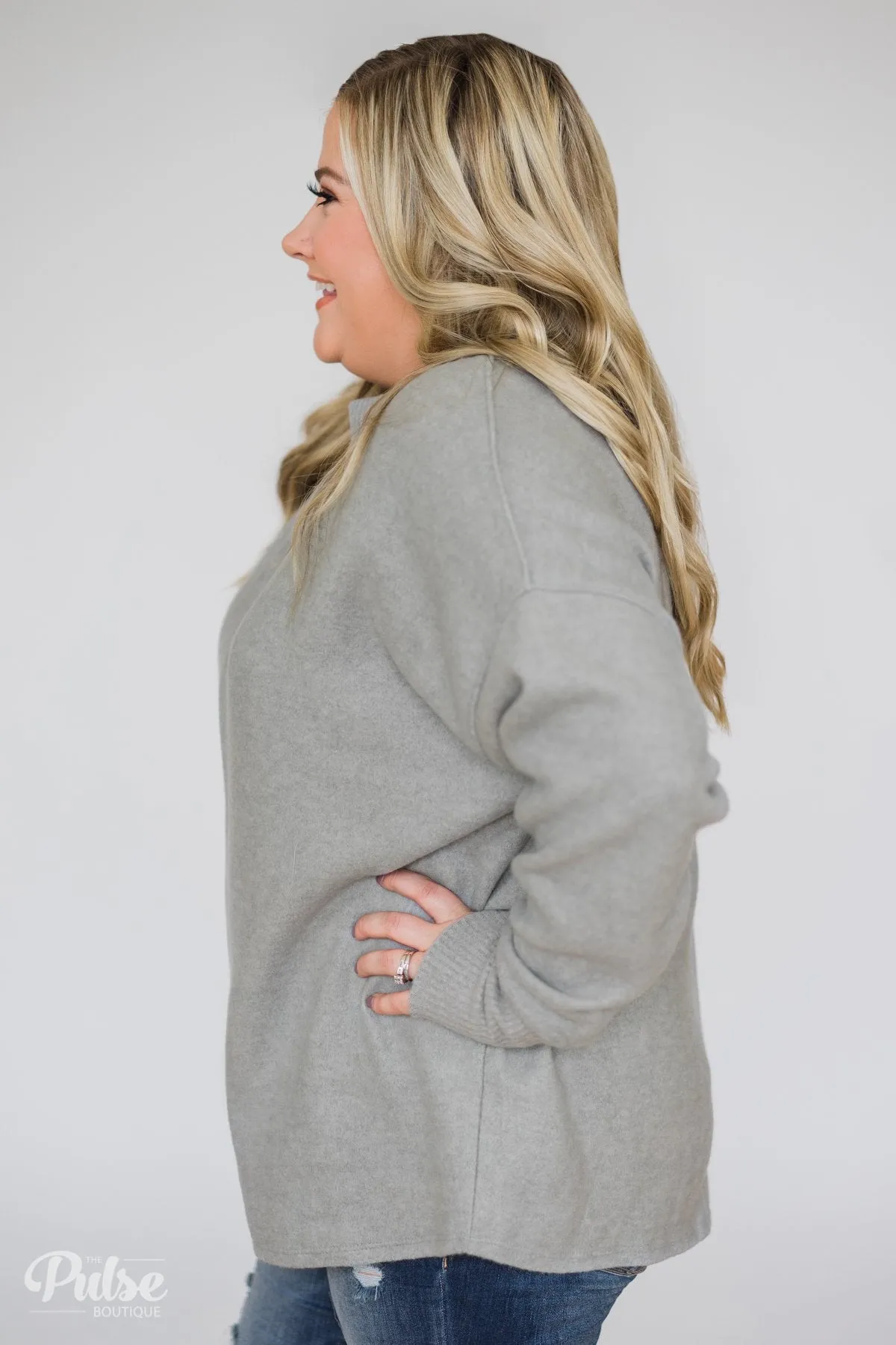 In Awe Pullover Sweater- Heather Grey
