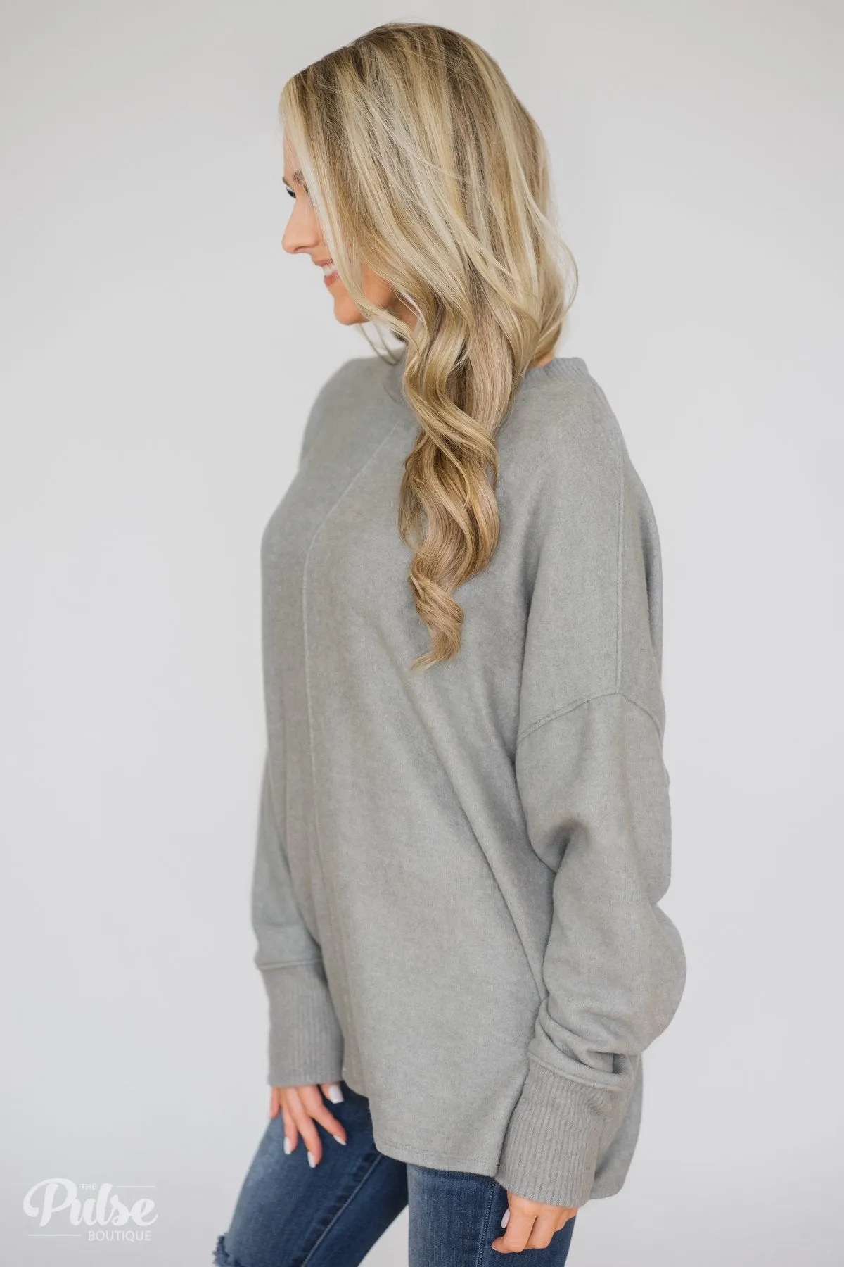 In Awe Pullover Sweater- Heather Grey