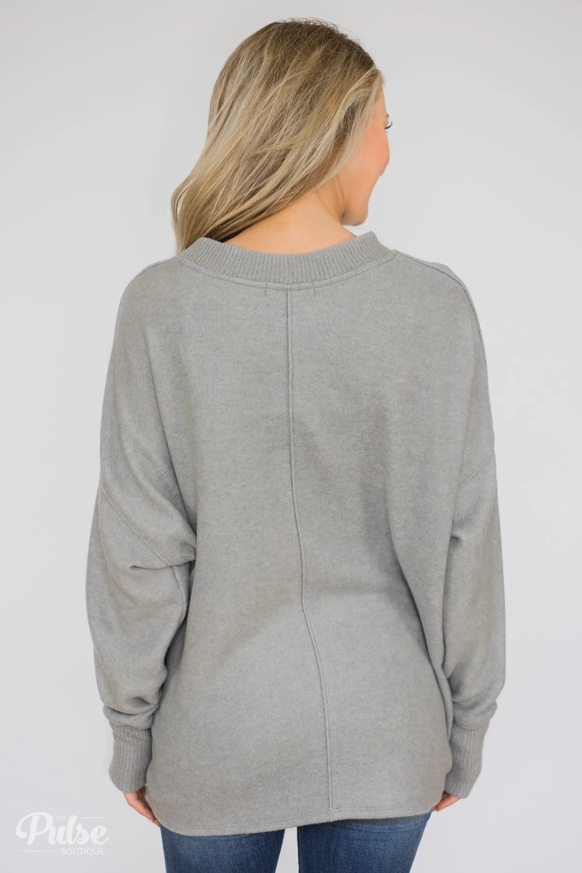 In Awe Pullover Sweater- Heather Grey