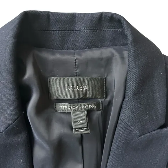 J. Crew Parke blazer in bi-stretch cotton navy blue size 2 career capsule jacket