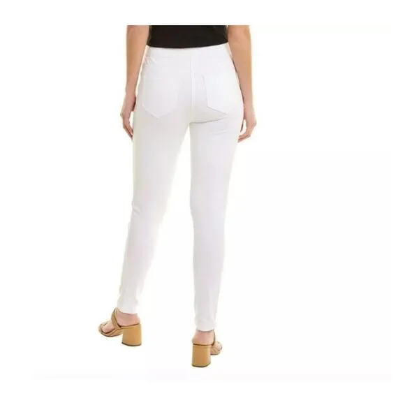 J McLaughlin Hastings White Jeans High Rise Skinny Sailor Golden Buttons 2 NWOT